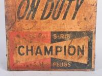 CHAMPION: A rare double sided Champion spark plugs 'Mechanic On Duty' sign, 61cm high. - 7