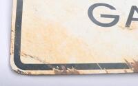 SIGNS: Two signs including enamel warning 'High Pressure Gas Pipeline' sign and one other. Largest approx 45cm wide - 7
