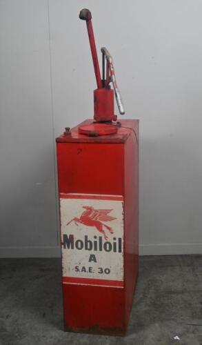 MOBIL: An original Mobil highboy oil pump in 'Mobiloil A SAE 30' livery, approx. 130cm high.