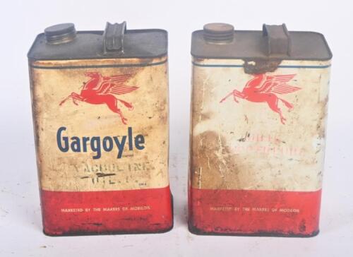 MOBIL: Two one gallon Mobil-Oil cans both featuring the flying pegasus.