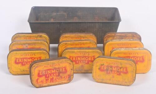 TINS: A collection of tins including eleven 'Murrary's Erinmore Flake' tobacco tins within a metal 'Willow' baking tin.