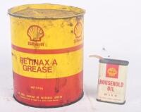SHELL: Two Shell tins, one 4 fl oz 'Household Oil' tin and one 2.5kg 'Retinax A' Grease&nbsp;tin. - 4