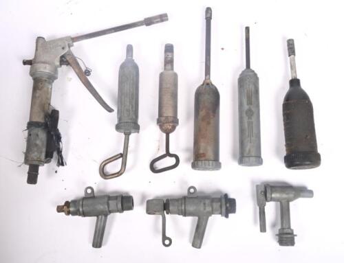 GREASE GUNS: A selection of grease guns and oil taps including Alemite Hydraulic Gun Model 6178 and others