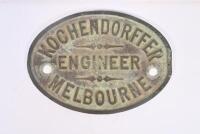 SIGNS/PLATES: A small selection of signs&nbsp;including three enamel 'Underground Telephone Cable' signs, pair of Victorian Garden State plates (no rights) and cast Kochendorffer Engineer Melbourne plaque. - 2