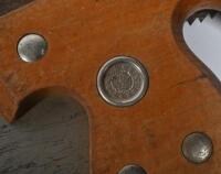 SAWS: A collection of eight vintage hand saws, some marked with branding including Disston. - 3