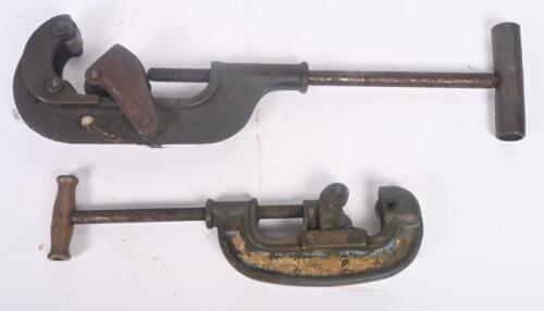 PIPE CUTTERS: Two vintage pipe cutters including Saunders Type Cutter No.3 and one other.