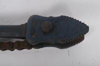 PIPE WRENCHES: Two vintage pipe Wrenches for large pipes, including Record No.233 for 3/4 to 4" pipe with chain, along with blue Vulcan No.12 Wrench also with chain. - 5