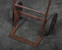 TROLLEY: A vintage red metal hand trolley, approx 100cm tall. - 2