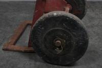 TROLLEY: A vintage red metal hand trolley, approx 100cm tall. - 4