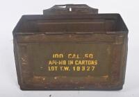 AMMO BOX: A WW2 era army ammunition box stamped '100 Cal.50 API-M8 In Cartons Lot T.W. 18327' 30cm wide - 2