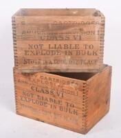 CARTRIDGE BOXES: Two vintage timber 'Sporting Cartridges' boxes each 37cm wide.