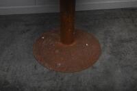 TABLE: A medium sized rustic standing table with saw blade top, mounted to circular base. 78cm tall - 3