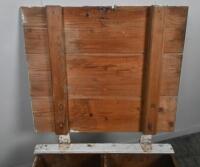 TIMBER CHEST: An excellent vintage timber chest made using two timber Vacuum Oil Company crates approx 53cm wide. - 6