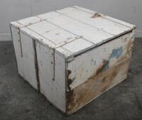 TIMBER CHEST: An excellent vintage timber chest made using two timber Vacuum Oil Company crates approx 53cm wide. - 8