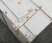 TIMBER CHEST: An excellent vintage timber chest made using two timber Vacuum Oil Company crates approx 53cm wide. - 9
