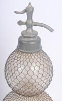 SYPHON: A rare early double gourd glass/mesh bound soda syphon, approx 49cm high. - 3