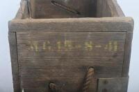 TIMBER BOX: A vintage timber box, possibly ammunition with rope handles to ends, 40cm wide - 3