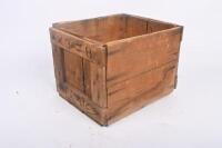 TIMBER BOXES: Two small timber boxes, possibly used for produce or supplies, largest 35cm wide, 39cm deep, 24cm high. - 4