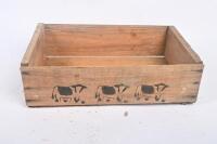 TIMBER BOXES: A collection of three timber boxes one printed with 'A Product of Sidney Cooke Limited Brunswick Victoria. 6'. Largest measures approx 35cm wide, 59cm deep, 32cm high - 5