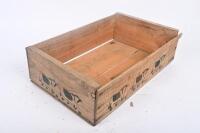 TIMBER BOXES: A collection of three timber boxes one printed with 'A Product of Sidney Cooke Limited Brunswick Victoria. 6'. Largest measures approx 35cm wide, 59cm deep, 32cm high - 6