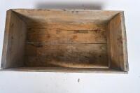 TIMBER BOXES: A collection of three timber boxes one printed with 'A Product of Sidney Cooke Limited Brunswick Victoria. 6'. Largest measures approx 35cm wide, 59cm deep, 32cm high - 10
