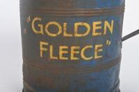 GOLDEN FLEECE: A oil jug in dark blue with 'Golden Fleece' painted to front, approx 35cm tall. - 2