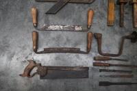 TOOLS: A tub of mixed early hand & wood working tools including spirit levels, clamps, planes, saws & others.&nbsp; - 2
