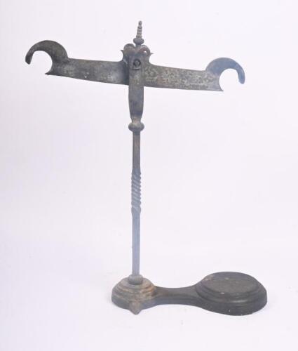 SCALE: A very early forged cast iron Avery shop balance scale, approx 63cm tall.