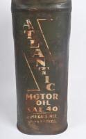 ATLANTIC: A 4 imp gallons 'Jerry Can' labelled 'Atlantic Motor Oil S.A.E.40' complete with 3 x adjustable metal pouring necks - 2