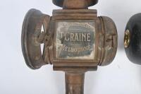 CARRIAGE LAMPS: A pair of early c1900s carriage lamps with 'T Craine&nbsp;Carriage Builders Melbourne' etched into glass, lamps suitable for restoration, each approx 46cm high - 2