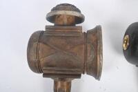 CARRIAGE LAMPS: A pair of early c1900s carriage lamps with 'T Craine&nbsp;Carriage Builders Melbourne' etched into glass, lamps suitable for restoration, each approx 46cm high - 4