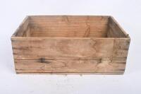TIMBER BOXES: Three timber boxes including two printed with 'Sidney Cooke Limited Brunswick' to side, the other with 'Stanley Wine Company'. Largest measures 38cm wide, 57cm deep, 21cm high. - 2