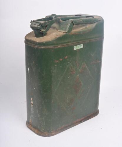 JERRY CAN: A green metal jerry can, likely 20L.