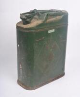 JERRY CAN: A green metal jerry can, likely 20L.&nbsp;