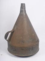 GAZE/DAVIDSON: A early large hand held&nbsp;fuel funnel/churn as used on the Tony Gaze/Lex Davidson Ferrari. Churn with brass 'COR' Commonwealth Oil Refineries plaque to base, approx 70cm high.