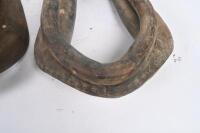 HORSES: A pair of vintage leather horse collars, approx 38cm wide, 53cm high each. - 4