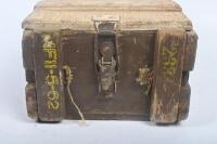 CARTRIDGE BOX: A timber hinged lid government cartridges/explosives box, dated to side '11-5-62', '762 Blank LIA2'. Measures approx 24cm wide, 49cm deep, 16cm high. - 2
