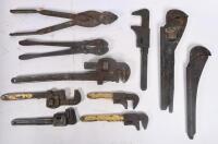 TOOLS: A collection of ten tools including eight wrenches and two cutters, some tools marked including Dowidat Germany.&nbsp;