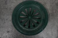 ARCHITECTURAL: Four Victorian era cast iron architectural elements, likely ceiling roses, 3x large measure 48cm diameter each, smaller measures approx&nbsp;31cm diameter. - 2