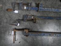 SASH CLAMPS: A collection of four sash clamps, largest measures 195cm high.&nbsp; - 2