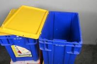 TUBS: Four large storage tubs, three&nbsp;in blue and one in orange, each with close able lids.&nbsp;Believed to be 20L tubs. - 2
