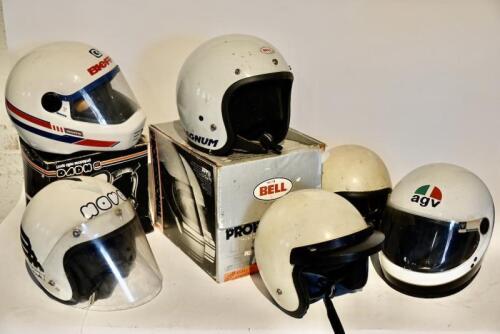 76 · HELMETS: A collection of six helmets for decorative use only, including Nava, AGV & Bell [Sydney]