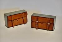 TOOL POUCHES: Two modern thick&nbsp;leather tool pouches in&nbsp;galvanised metal cases [Sydney]