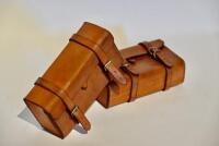 TOOL POUCHES: Two modern thick&nbsp;leather tool pouches in&nbsp;galvanised metal cases [Sydney] - 2