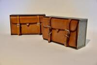 TOOL POUCHES: Two modern thick&nbsp;leather tool pouches in&nbsp;galvanised metal cases [Sydney] - 4