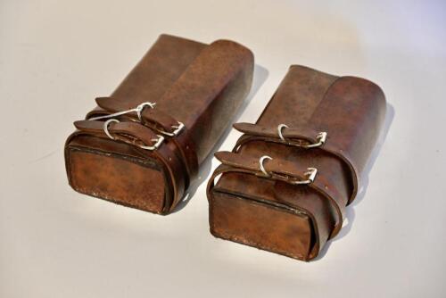 77 · TOOL POUCH: Two modern thick dark leather tool pouches [Sydney]