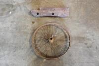 TRIUMPH: Two veteran&nbsp;parts (circa 1910-15), believed Triumph, including a tank suitable for fittings and a 40 spoke rear wheel [Sydney]