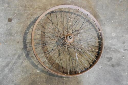 107 · BSA: A single rear vintage/veteran 40 spoke wheel, believed to be BSA [Sydney]