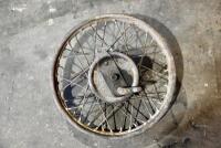 Enfield: A single rear 40 spoke heavyweight Enfield wheel, 19 inch wheel, 7 inch brake [Sydney]