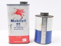 MOBIL: Two Mobil oil tins,&nbsp;1-litre and 1-quart, largest with Pegasus being 22cm high. - 2